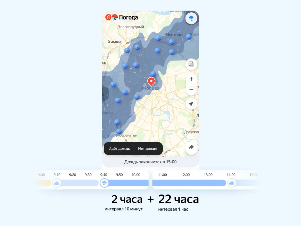 Осадки на карте Москвы